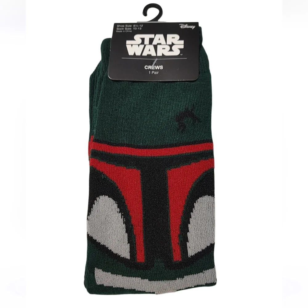 Star Wars Boba Fett Green Crew Socks Disney Bundle And Save